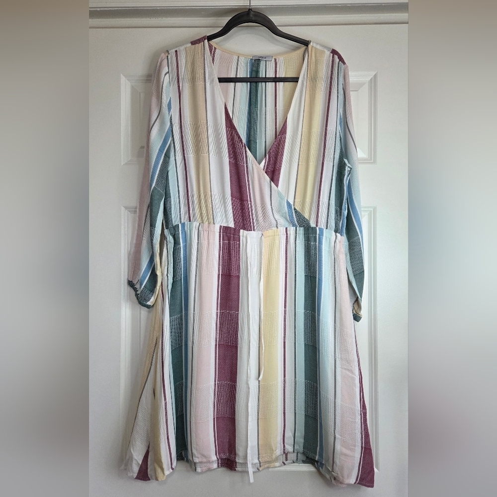 Rails 'Becca' Long-Sleeve Faux-Wrap Dress in Cusco Stripe - Size S - Picture 2 of 10